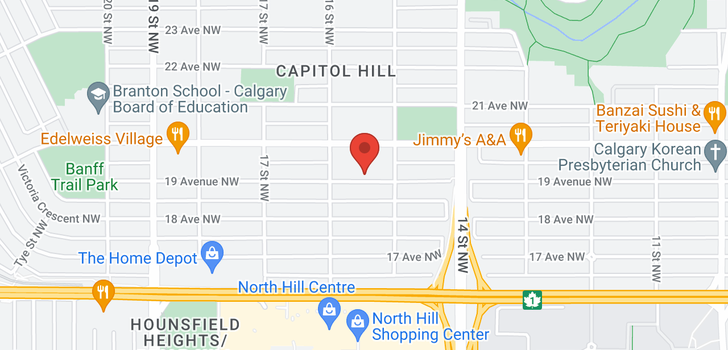map of 1620 19 Avenue NW